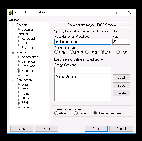 PuTTY: Connect to Serial Port